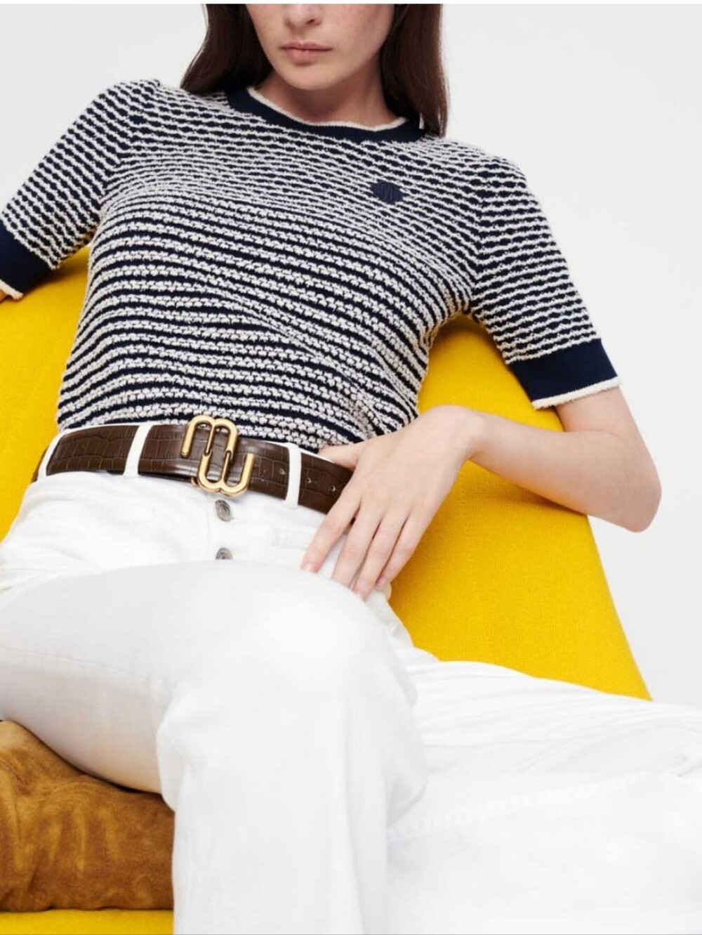 MAJE Momao Striped Knitted Top SMALL